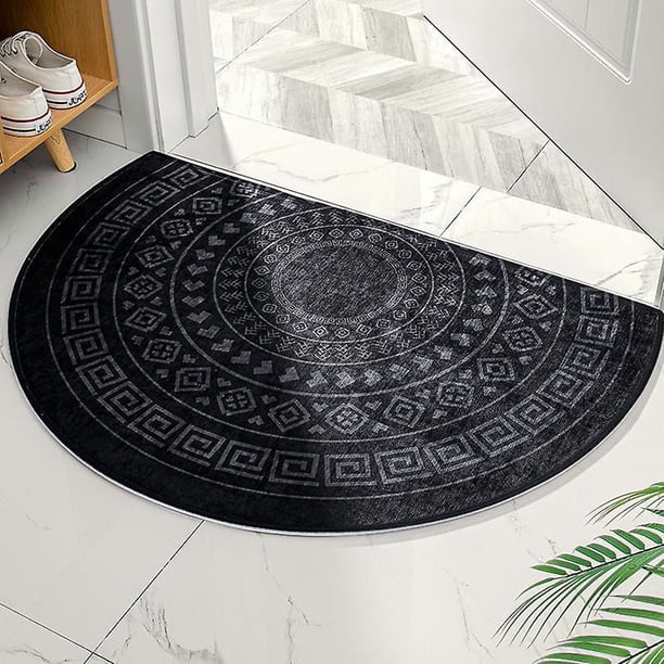 Half Round Door Mat Non-slip 60x90cm Entryway Doormat Easy Clean Rugs Indoor Outdoor Entry Decoration For Home, Garage, Patiomorocco Black B 1 Pc