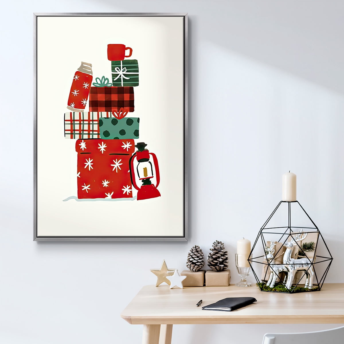 Going to Grandmas Collection B - Framed Gallery Wrapped Holiday Canvas - 25 x 37 - Silver Frame