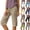 25# Khaki, variant on Womens Bermuda Shorts Cotton Linen Knee Length Drawstring Elastic Waist Baggy Capris Loose Summer Beach Shorts for Seniors,Army Green S