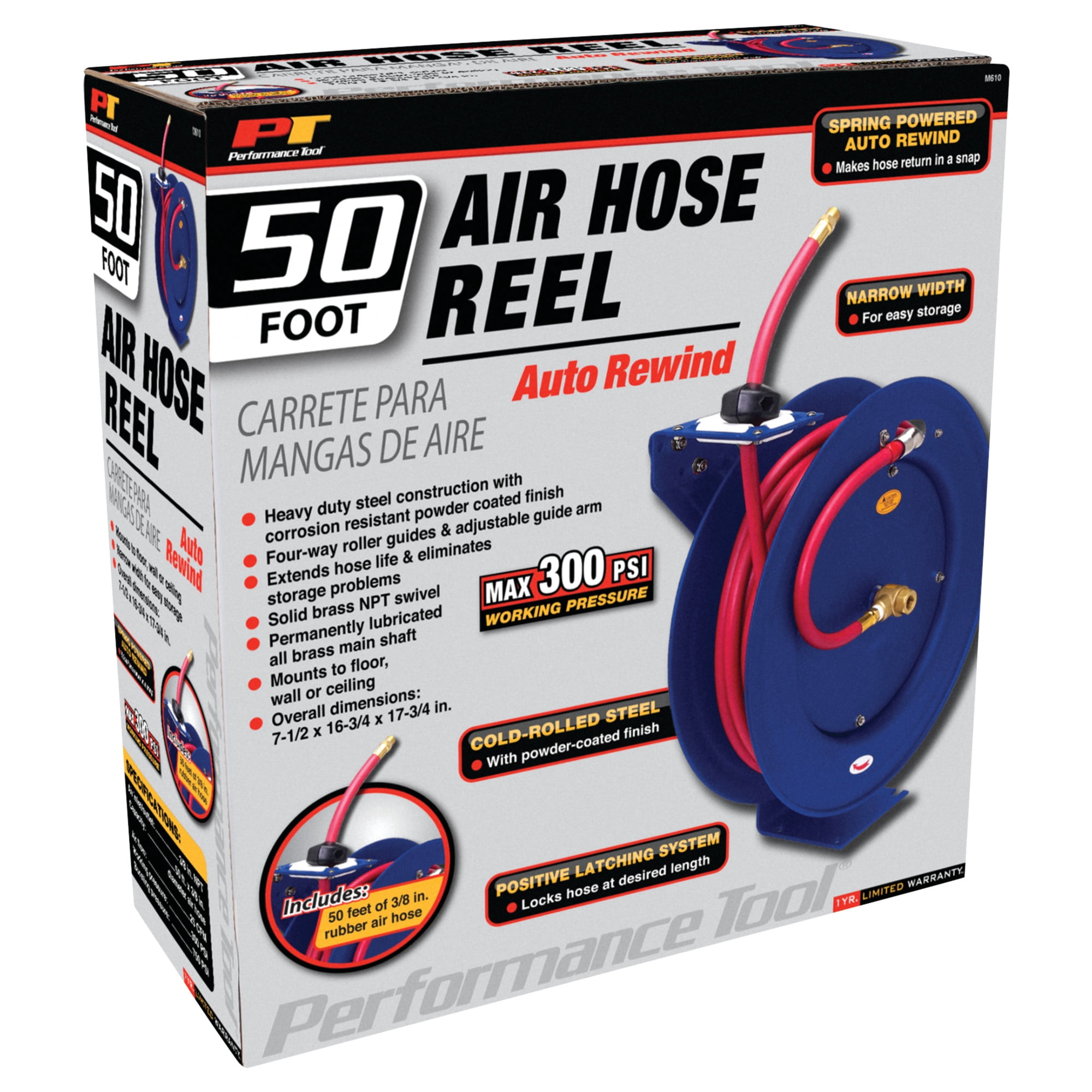 Performance Tool M619 Auto Recoil Reel with 50-Foot Hose