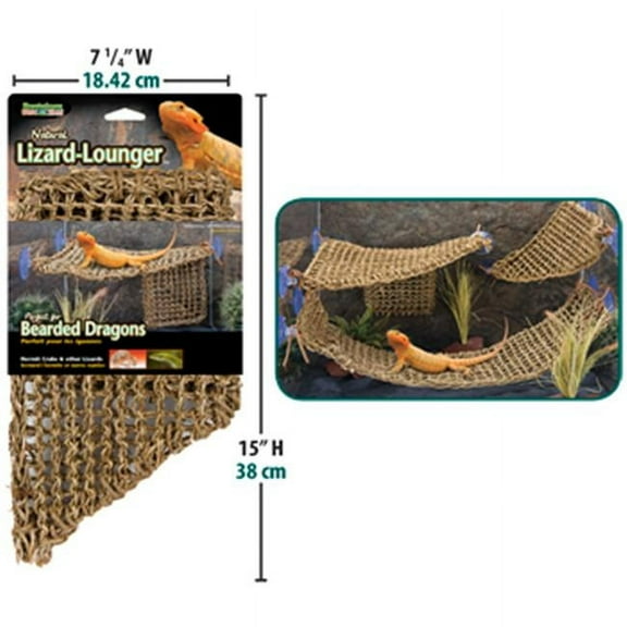 Penn-Plax Reptology Lizard Lounger Corner Triangle with Ladder– 100% Natural Seagrass Fiber– Large - For Terrarium Tanks