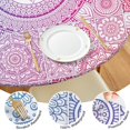 thumbnail image 4 of Boho Style Floral Vinyl Tablecloth with Elastic Band, 44 Inch Fits 38-42 Inch Tables, Liquid Resistant for Patio Use, 4 of 7
