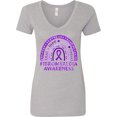 thumbnail image 3 of Inktastic Fibromyalgia Awareness Rainbow with Purple Ribbon Women's V-Neck T-Shirt, 3 of 5