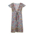 thumbnail image 3 of Femmes V-Cou Floral Split Robe Boho Été Plage Décontracté Longue Robe de Soleil, 3 of 5