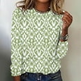 thumbnail image 4 of AKOEE Plus Size Cotton Tops Round Neck Long Sleeve Graphic Print T-shirts Loose Fit Spring Fall Winter Tees (XL, Army Green), 4 of 4