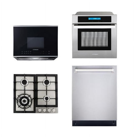 Cosmo 24  Drop-In Cooktop & Microwave w/ Vent Fan & Wall Oven & Dishwasher Set