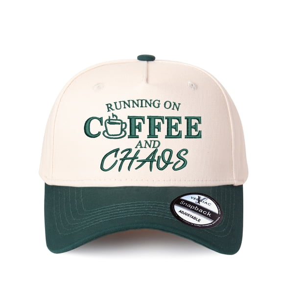 Vergiac Coffee and Chaos Letter Embroidered Color Block Trucker Hat, Unisex Adjustable Cotton Breathable Fashion Cap for Travel & Daily Wear
