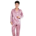 thumbnail image 2 of Yirtree Men's Satin Pajama Set Classic Sleepwear Loungewear Button Down Silky Pj Sets, Size L-3XL Pajamas Set Fashion Sleepwear Couple Solid Color Long Sleeve Suit, 2 of 8