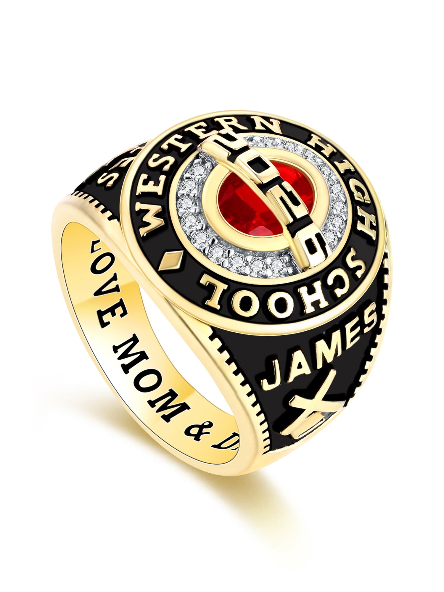 Mementos PJM Custom Class Ring for Men High School and College-10kt Yellow Gold-Privilege