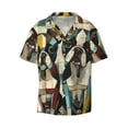 thumbnail image 2 of Lsque Colorful Bulldog Duo print Men's Cuban Collar Short Sleeve Shirt Summer Beachwear Casual Button Down Fashionable Vacation Leisure Shirt-Large, 2 of 7