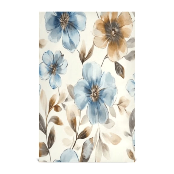 Multi-Purpose Kitchen Towels 28x18 Inch Dishcloths with Hanging Loop Decorative and Practical Towels for Kitchen, Dining Soft Blue Flowers