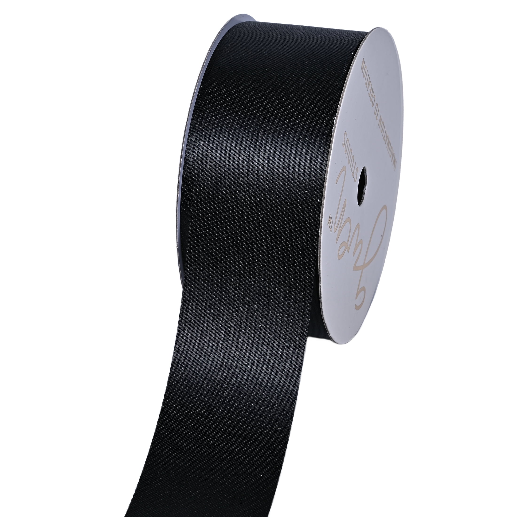 Gwen Studios 1 5/16" Black Ace Satin Ribbon, 3 yards
