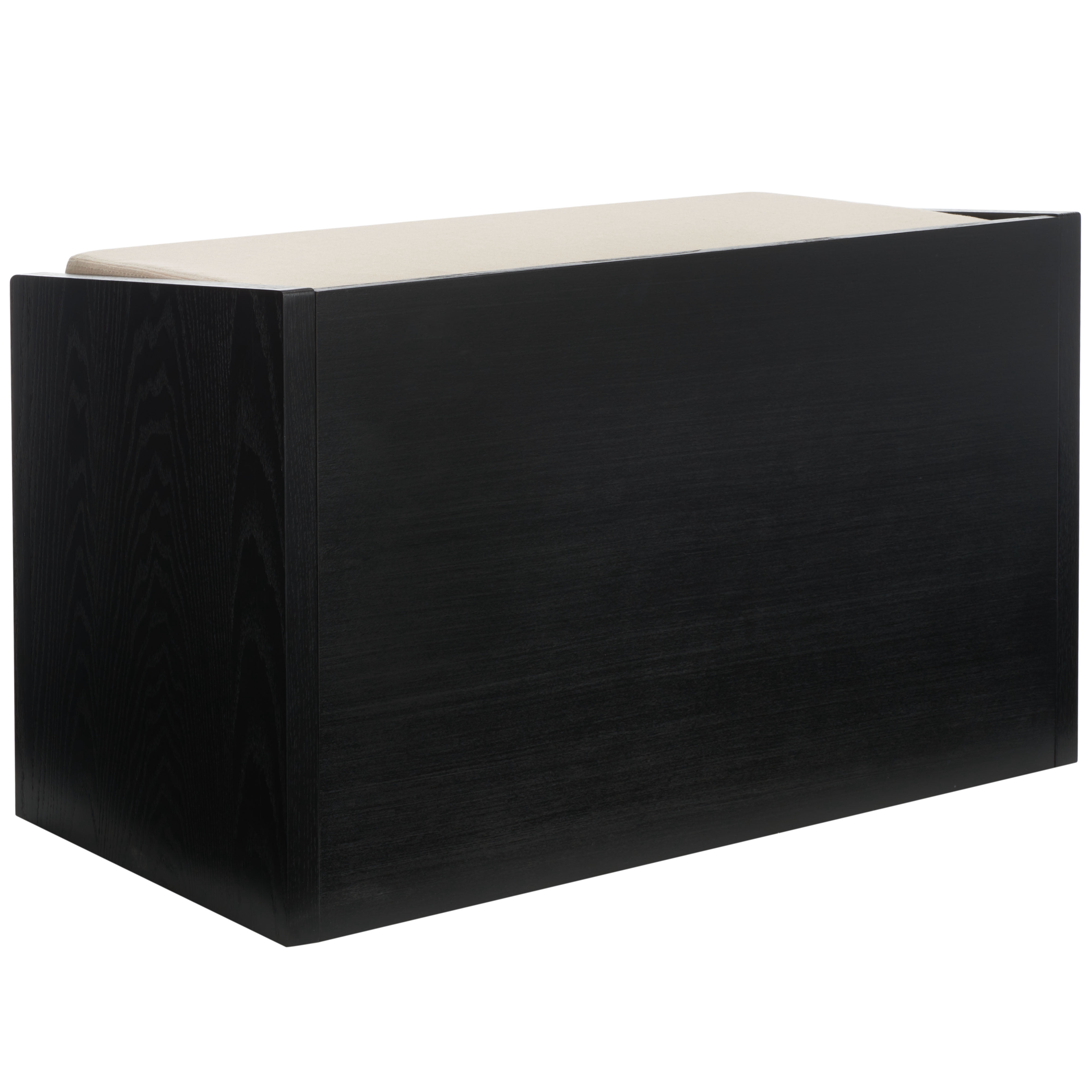 SAFAVIEH Percy Shoe Storage Bench with Cushion, Black/Beige (33.8 in. W x 17.5 in. D x 20.6 in. H)