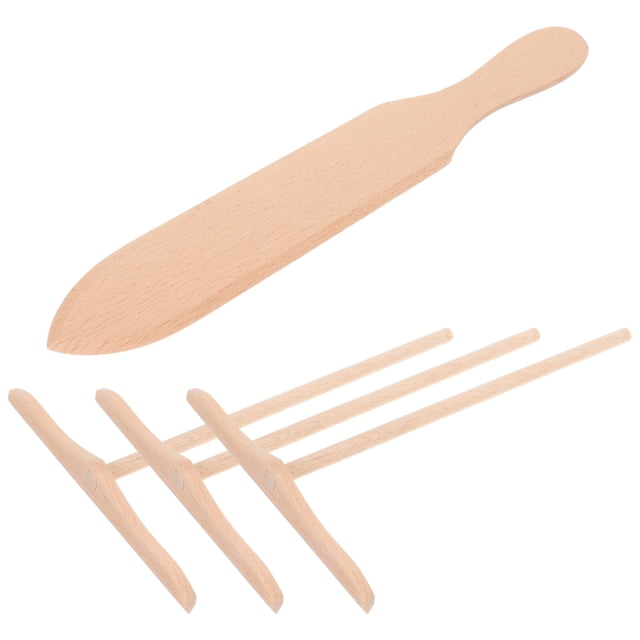 1 juego de espátulas de madera para crepes, kit para hacer panqueques, para el hogar, con espátula