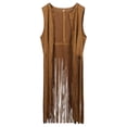 thumbnail image 2 of Women Fringe Faux Suede Vest, 70s Hippie Clothes with Tassels, Open-Front Sleeveless Vest Cardigan, Fringe Jacket for Women Girls Female, 2 of 7