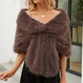 thumbnail image 5 of Elainilye Fashion Women's Faux-Fur Collar Scarf Wrap Cold Winter Warmer Elegant Long Shawl Wrap,Brown, 5 of 9