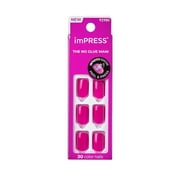 imPRESS Color Press-On Nails, No Glue Needed, All Smiles, Pink, Short Length, Square Shape, 33 Ct.