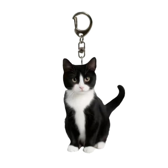 Acrylic cat keychain, kawaii rearview mirror pendant, tuxedo cat, cute wallet charm, Christmas decoration, 5cm (2 pieces)