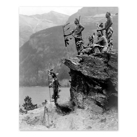 HISTORIX Vintage 1912 Blackfeet Braves Photo Print - Old Photo of Mystic Braves Near Going To The Sun Road Mt. Glacier National Park Poster