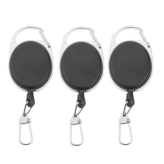3 of pack Retractable Extendable Nylon Wire 60cm Keychain Clip Badge Pull Key