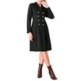 thumbnail image 1 of Vestido Blazer de Tweed para Mujer INSPIRE CHIC con Cuello, Doble Botonadura, Corte A, Vestidos Formales de Trabajo 2XL Negro, 1 of 5