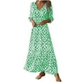 thumbnail image 2 of Qiopertar Mode Printemps et Été Robe Décontractée à Col en V Boutons Manches Trois-Quarts Imprimée Grandes Économies de Vacances! à Moins de 5$ jusqu'à 90 % de Réduction, 2 of 6