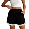 thumbnail image 6 of SwiftWear Women's Summer Shorts Casual Loose Elastic Waist Drawstring with Lace Hem Boho Beach Shorts for Daily Vacation Soft Stretch, 6 of 7