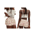 thumbnail image 3 of Women Floral Ruffle Layered Mini Shorts Cute Frilly Micro Bloomers Puffy Bubble Bottoms Pink S, 3 of 7
