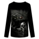 thumbnail image 5 of Blusa clásica de cuello redondo de manga larga con estampado de novedad de Halloween para mujer Pompotops FGAJ6280, 5 of 5
