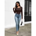 thumbnail image 5 of Ekouaer Womens Long Sleeve Shirt Thermal Top Soft Lightweight Base Layer Shirt with Lace Trim Warm Scoop Neck Underwear for Winter, 5 of 8