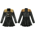 thumbnail image 5 of iiniim Kids Girls Long Sleeve Tassel Epaulet Shiny Sequins Dress Jumpsuit Stage Performance Black 10, 5 of 7