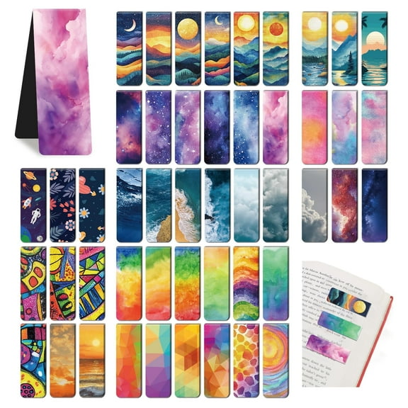 Sinekong 48Pcs Magnetic Bookmarks for Women & Men, Magnet Bookmark Clips for Teachers Students Reading Pleasure (Multicolor)