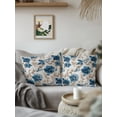 thumbnail image 3 of Outdoor Pillows Waterproof, Indigo Florals Bedding Throw Pillows with Insert for Couch Sofa Bed, Farm Botanical Peonies Vintage Brown Leaves 18x18 Inch Pillowcases Decorative Patio Pillow Set of 1, 3 of 8