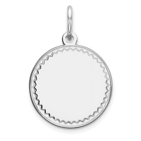 925 Sterling Silver Polished Patterned Engraveable Round Disc Charm 20x13mm Wide Pendant Necklace for Women
