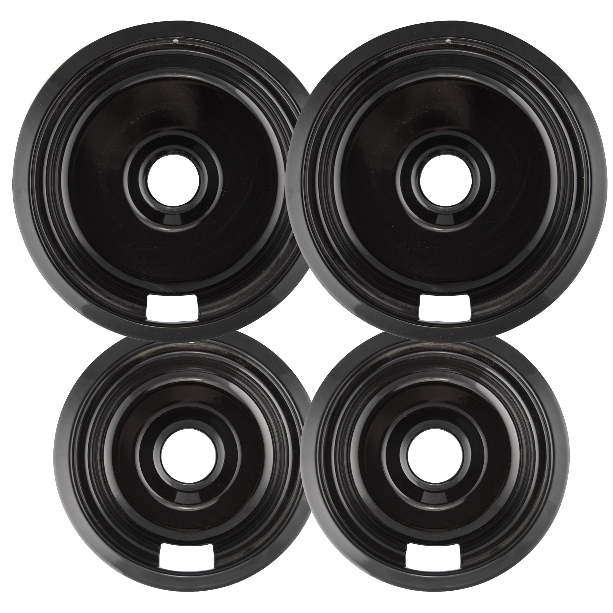 Range Kleen P109104XH Heavy Duty Style F Black Porcelain Drip Bowls, 2 Large and 2 Small