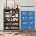 thumbnail image 6 of EastVita 5 Drawer Dresser for Bedroom Farmhouse Tall Chest of Drawers with Metal Handles Rustic Wooden Dresser for Living Room Hallway-Grey, 6 of 7