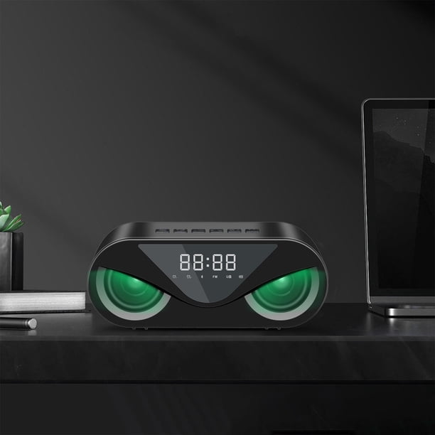 Altavoces Radio Inalámbrica Bluetooth, Altavoz Bluetooth, Sonido Inalámbrico de Alta Frecuencia, Subwoofer Portátil, Reloj Led Búho, Reloj Despertador, Control de Aplicaciones de Escritorio