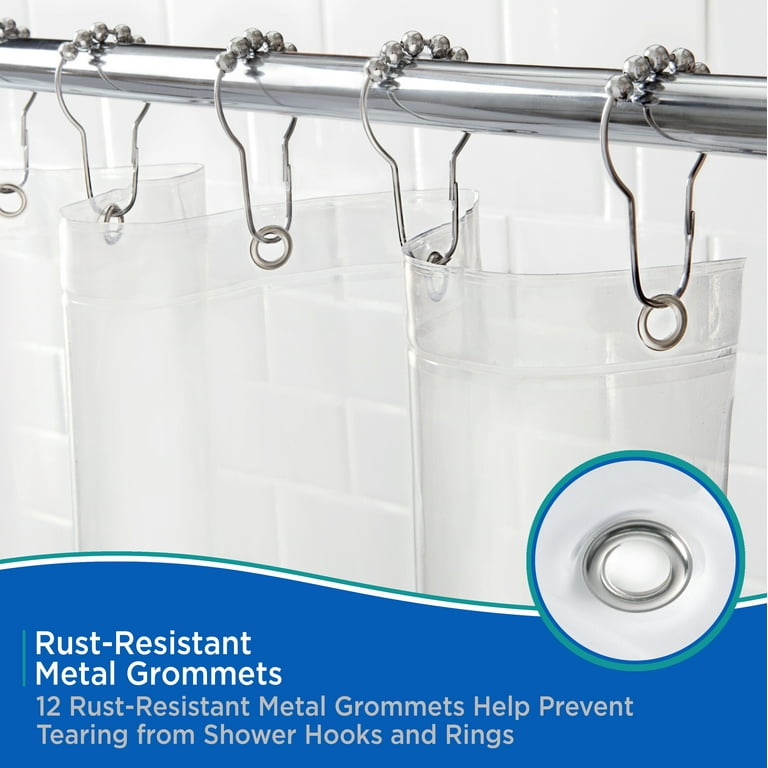 Kenney Clear PEVA Medium Weight Shower Curtain Liner, 70x72 photo 5
