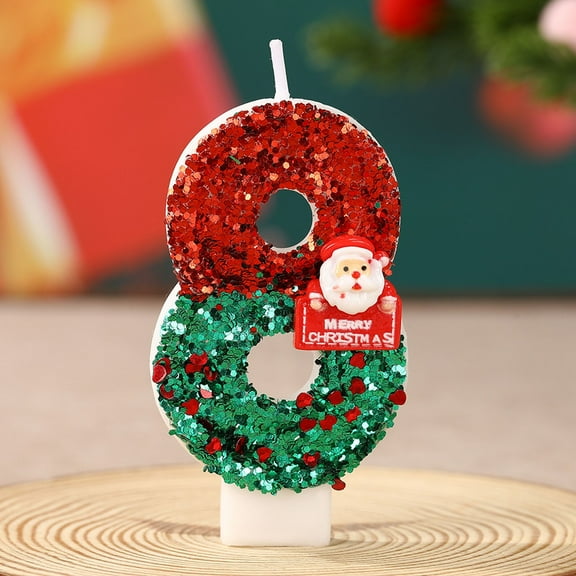Diceymbol Santa Claus Number Candles Set Digital Handmade for Christmas Birthday Cake Decor