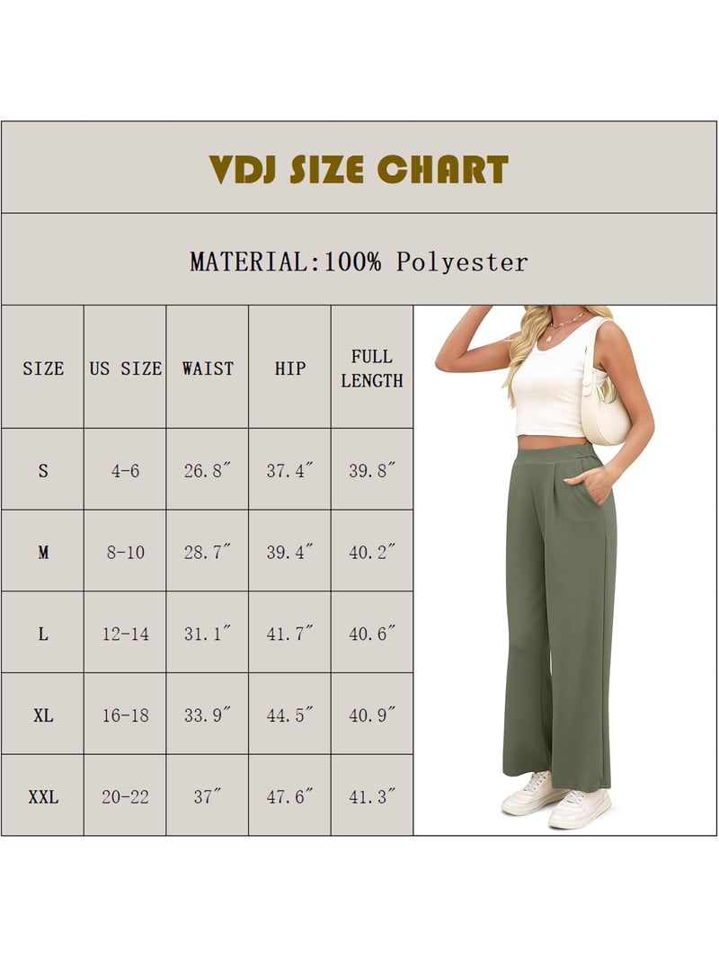 VDJ Women Casual Pants Elastic Waist Stretch Sweatpants Wide Leg
