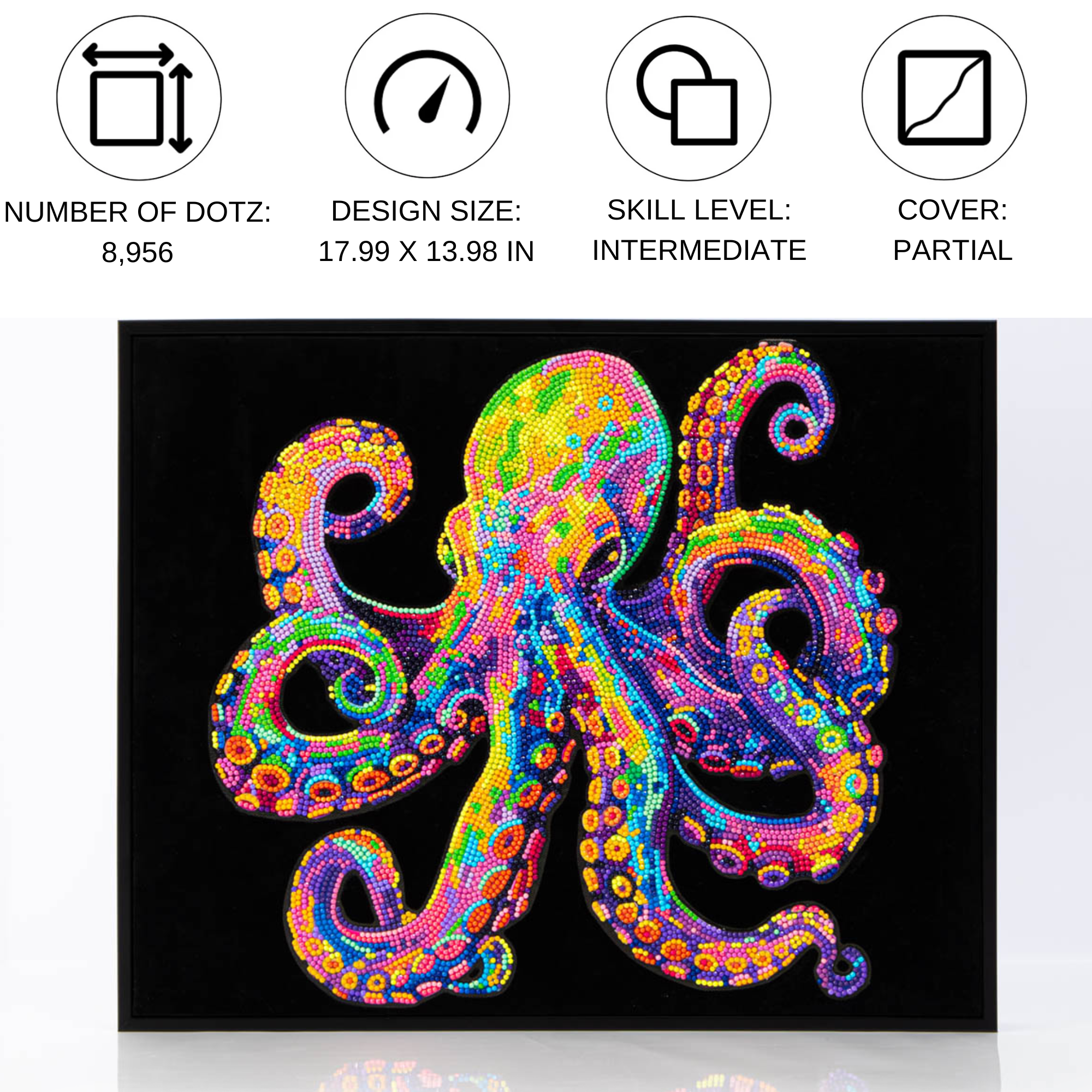 Diamond Dotz Neon Flock Octopus Diamond Painting Kits for Adults - Colorful Diamond Art Kits a Relaxing Creative Craft Kit with Dotz Gems 14x18