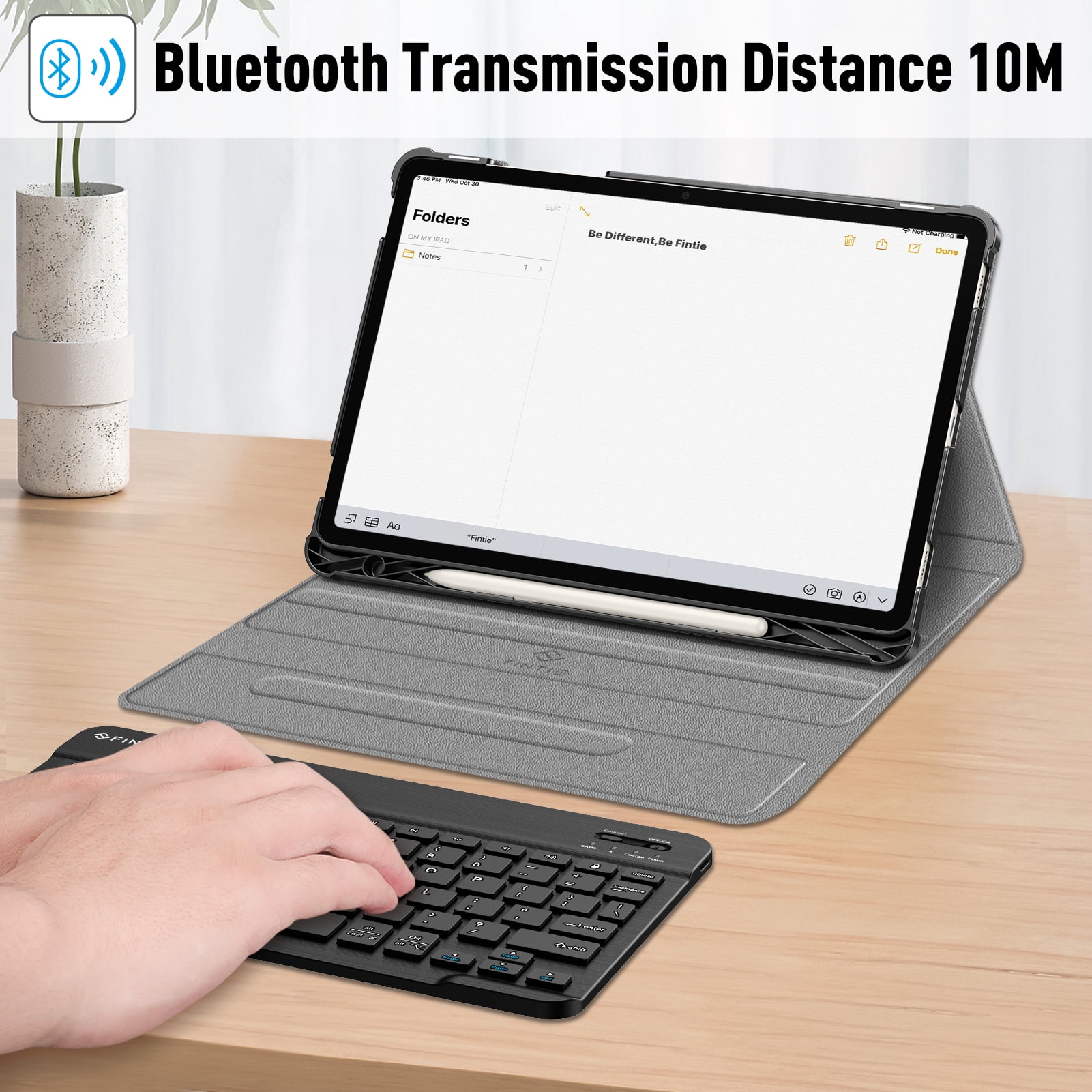 Fintie Keyboard Case for Samsung Galaxy Tab S10 Lite/ S10 FE/ S9 FE 5G 10.9 Inch/Tab S9 11 Inch with S Pen Holder, Slim Stand Cover Detachable Wireless Bluetooth Keyboard, Composition Book
