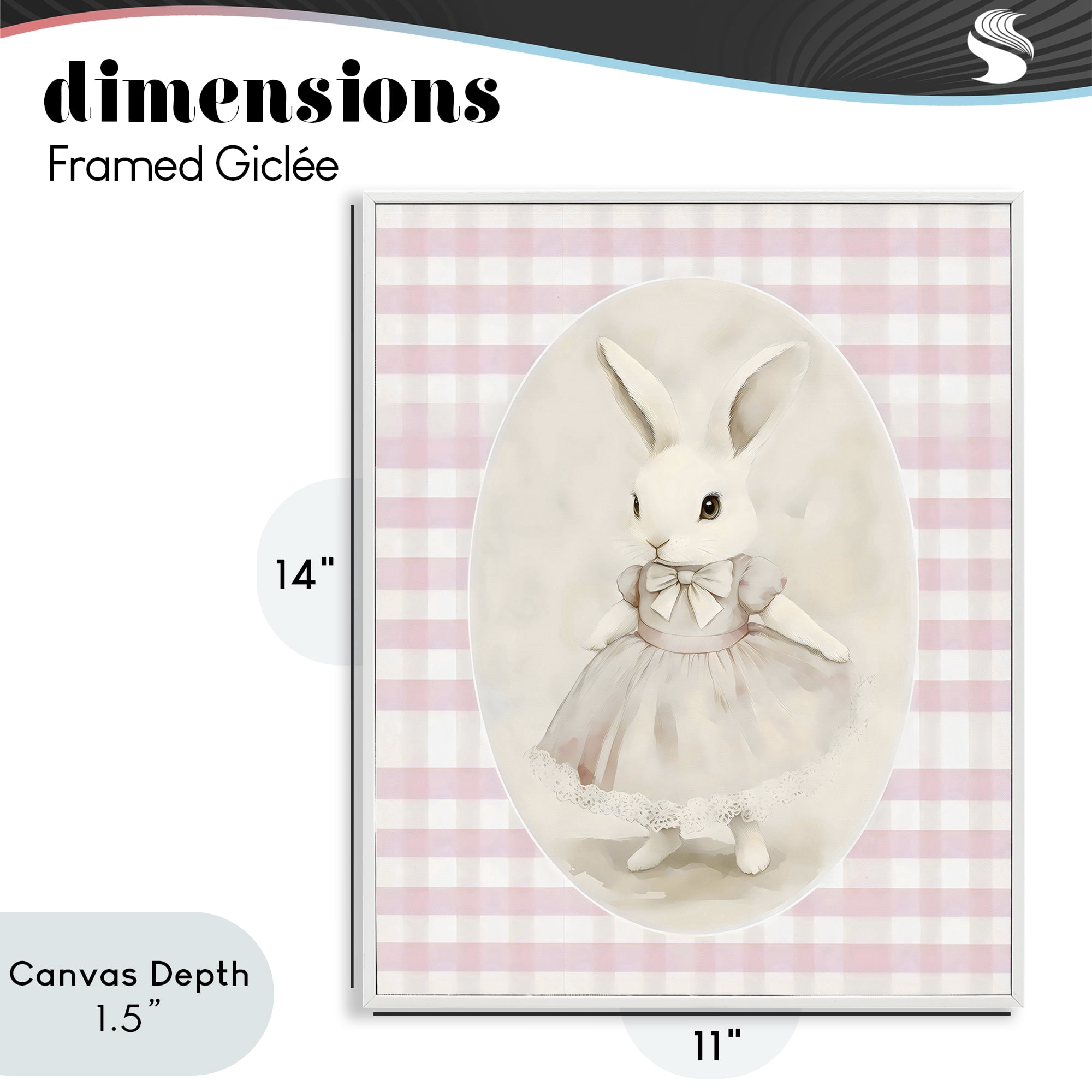 Stupell Industries Sweet Pink Girl Bunny White Framed Giclee Art, design by Arlington Prints