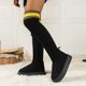 thumbnail image 3 of Botas de calcetín de punto con plataforma de moda con rodillas altas para mujer, 3 of 6