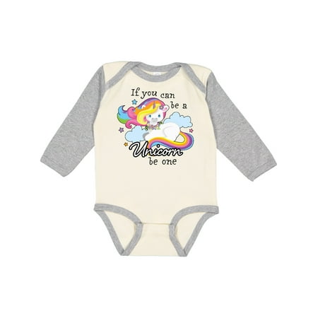 

Inktastic If you can be a Unicorn be One with Rainbow Unicorn in Cloud Gift Baby Boy or Baby Girl Long Sleeve Bodysuit