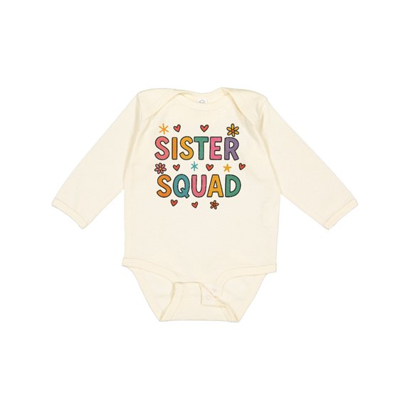 Inktastic Sister Squad Colorful Design Boys or Girls Long Sleeve Baby Bodysuit