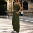 thumbnail image 6 of Lounge Sets for Women Adjustable Strap Backless Tops and Elastic High Waist Straight Leg Pants 2 Piece Gym Workout Sets Loungewear, 6 of 7