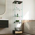 thumbnail image 2 of GZXS 65.8"H Glass Display Cabinet with Lock and Lights, 4-Shelf Lighted Curio Cabinet w/ Storage Drawer, Floor Standing Collection Showcase for Living Room Bedroom Home Office (Black+Natural), 2 of 10