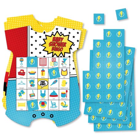 Big Dot of Happiness Bam Superhero - Picture Bingo Cards and Markers - Baby Shower Shaped Bingo Game - Set of 18 price history on PriceWatchPro