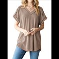 thumbnail image 2 of Blusa Informal de Verano para Mujer, de Corta, con Cuello en V, de Punto, Holgada, , Elegante. Camello XL, 2 of 8